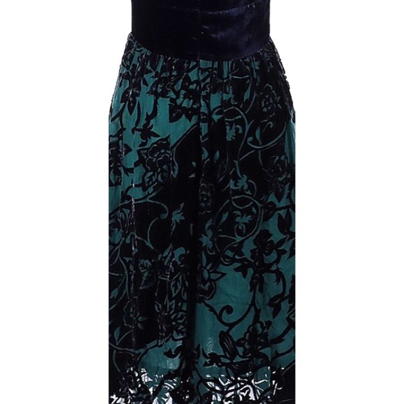 WD.NY Strapless Velvet Cocktail Dress Size 8 Sweetheart Neck Floral Silk Blend - Picture 5 of 9